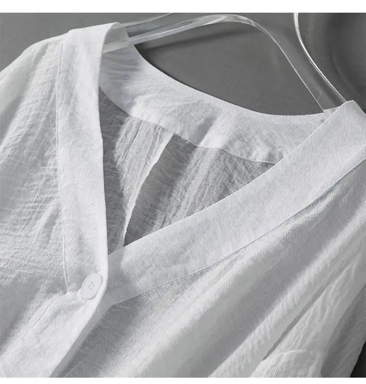 Luna — Blouse Femme Lin naturel Noire, Blanche Pour Style Confirme