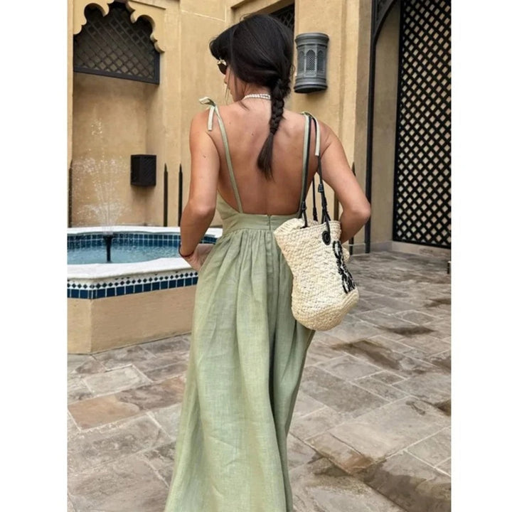 Olivia — Robe Femme Lin Noire, Light Brown, Blanche Pour Style Confirme