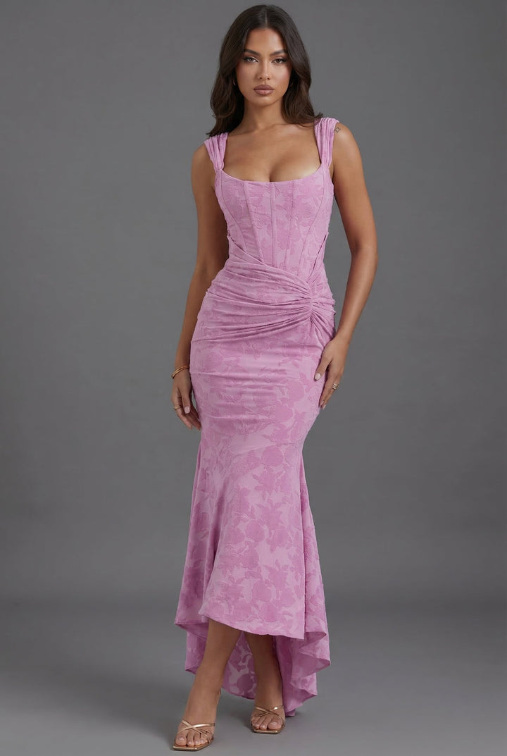 Olivia — Robe Femme Elegante Rose Pour Style Confirme