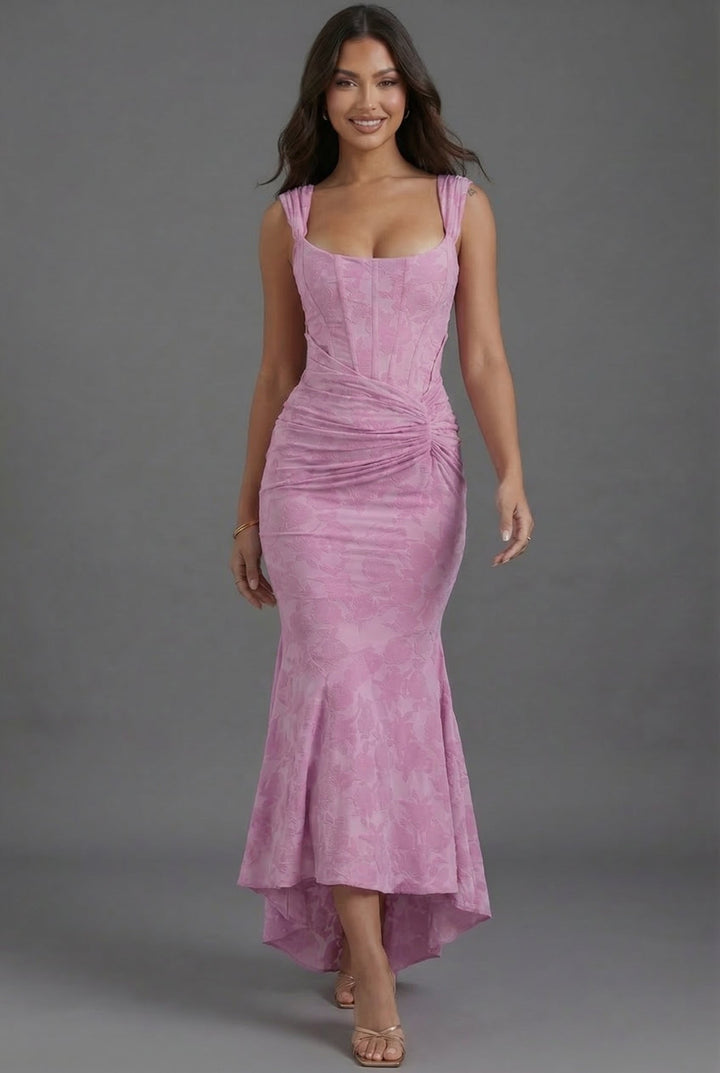 Olivia — Robe Femme Elegante Rose Pour Style Confirme