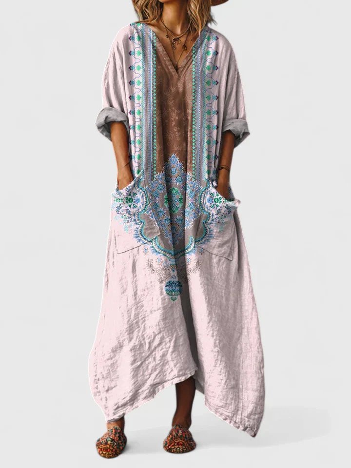 Layla — Robe Femme Boho Bleu Ciel, Orange, Powder Blue Pour Style Confirme