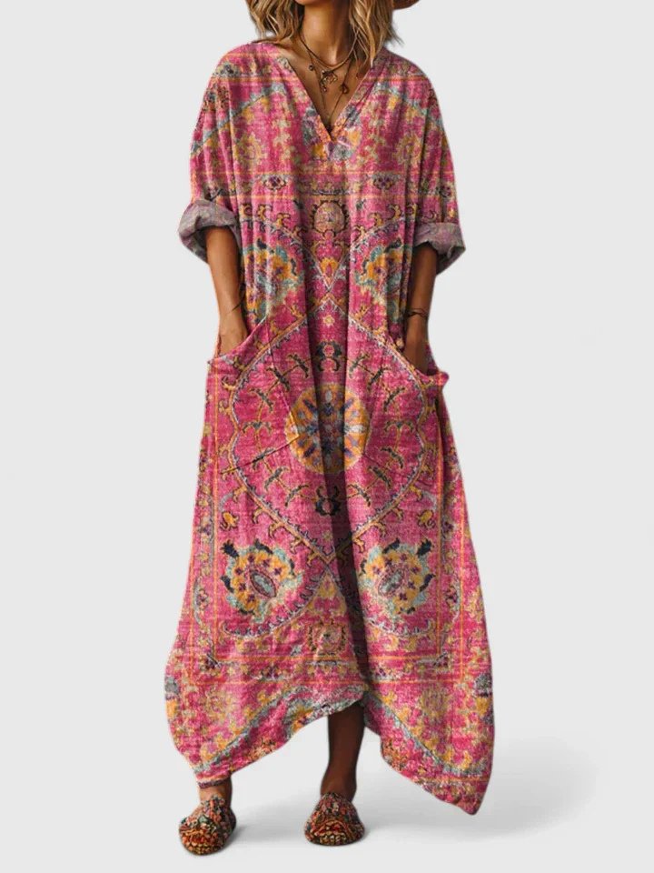 Layla — Robe Femme Boho Bleu Ciel, Orange, Powder Blue Pour Style Confirme