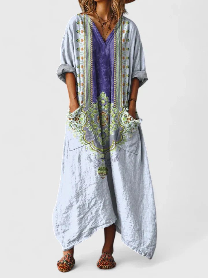 Layla — Robe Femme Boho Bleu Ciel, Orange, Powder Blue Pour Style Confirme