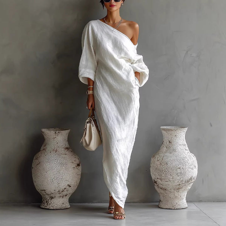 Charlotte — Robe Femme Lin Grise, Noire, Bleue Pour Style Confirme