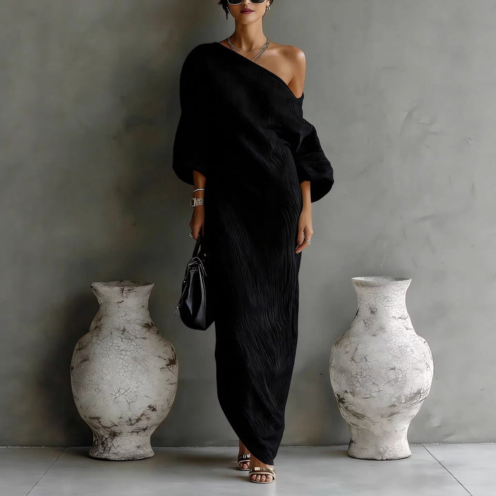 Charlotte — Robe Femme Lin Grise, Noire, Bleue Pour Style Confirme