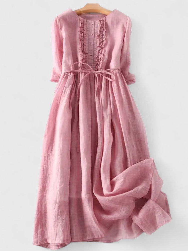 Grace — Robe Femme Lin Blanche, Verte, Rose Pour Style Confirme
