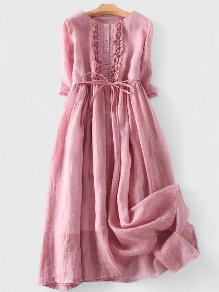 Grace — Robe Femme Lin Blanche, Verte, Rose Pour Style Confirme