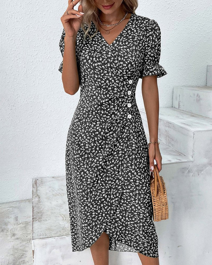 Olivia — Robe Femme Florale Noire, Bleue, Rouge Pour Style Confirme