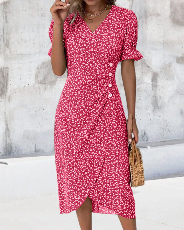 Olivia — Robe Femme Florale Noire, Bleue, Rouge Pour Style Confirme