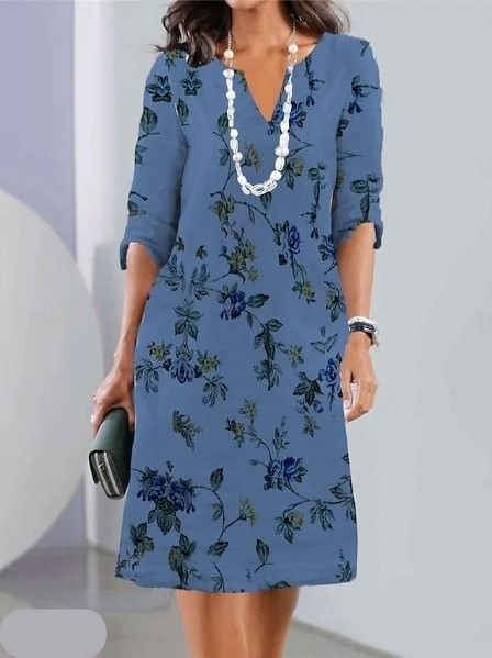 Isabella — Robe Midi Grande Taille Florale Col V Manches Courtes Ligne-A