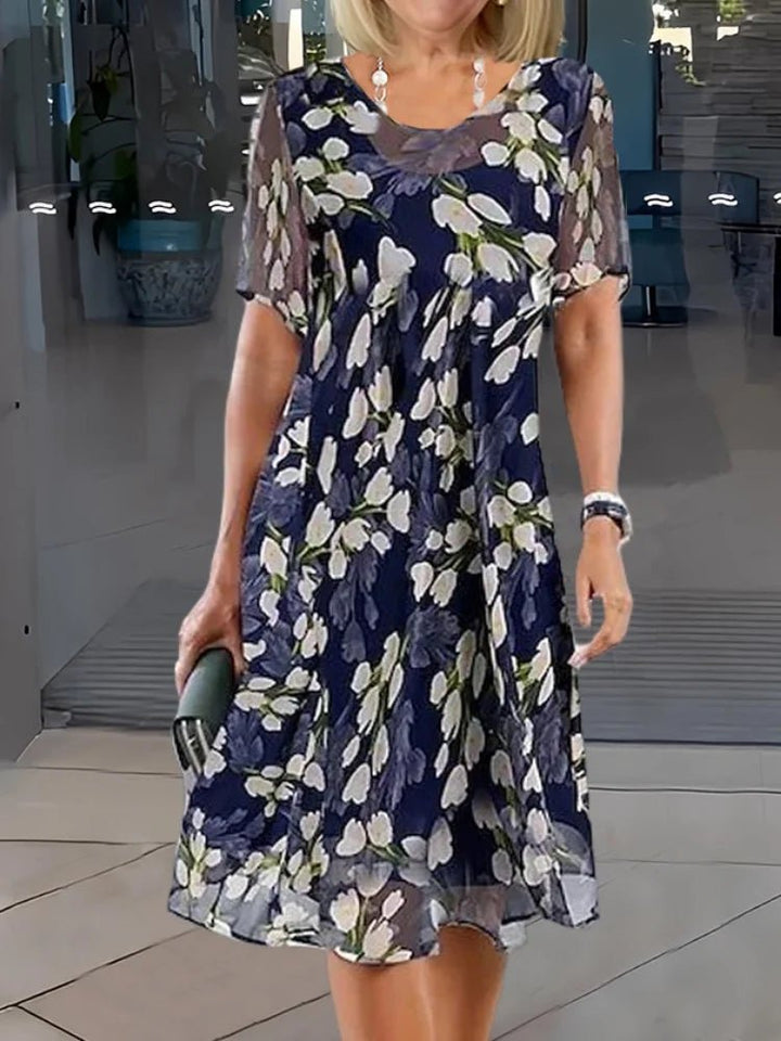 Camila — Robe Femme Lin Bleu Marine, Bleue, Gris Clair Pour Style Confirme