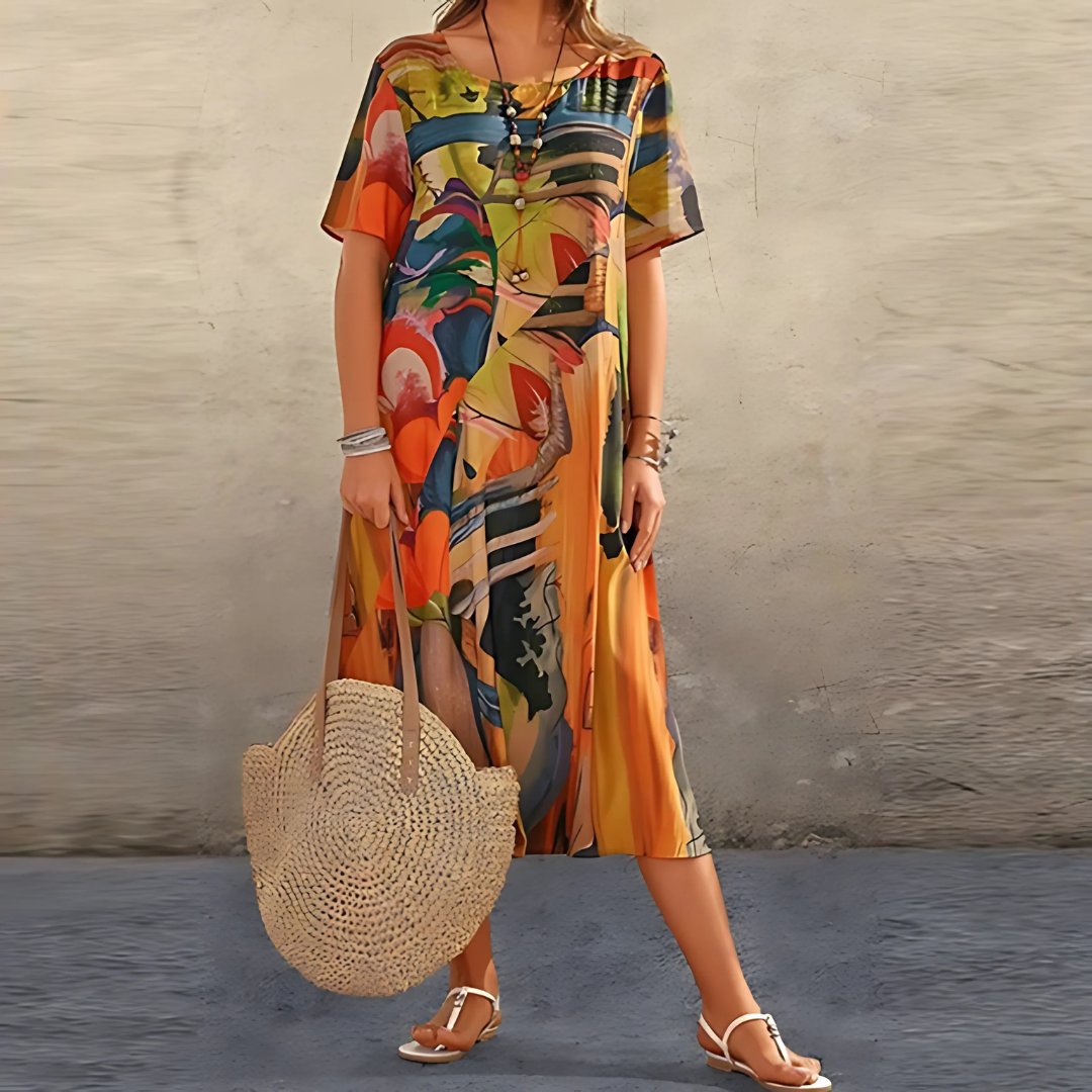 Luna — Robe Femme Grande taille Orange, Bleue, Grise Pour Style Confirme
