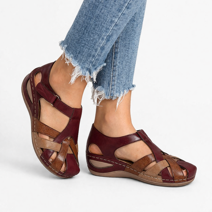 Sandales Compensées Cuir Orthopédiques Femme | Confort Soutien Été