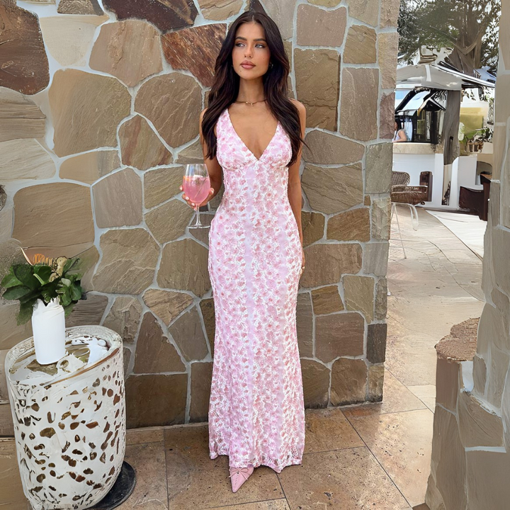 Blair — Robe Mariee Florale Maxi Rose Pour Grand Jour Romantique