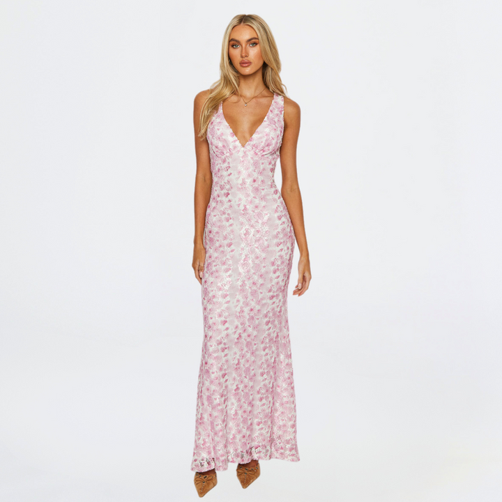 Blair — Robe Mariee Florale Maxi Rose Pour Grand Jour Romantique