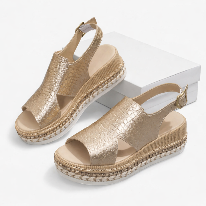 Sandales Compensées Métalliques Orthopédiques Femme | Confort Été