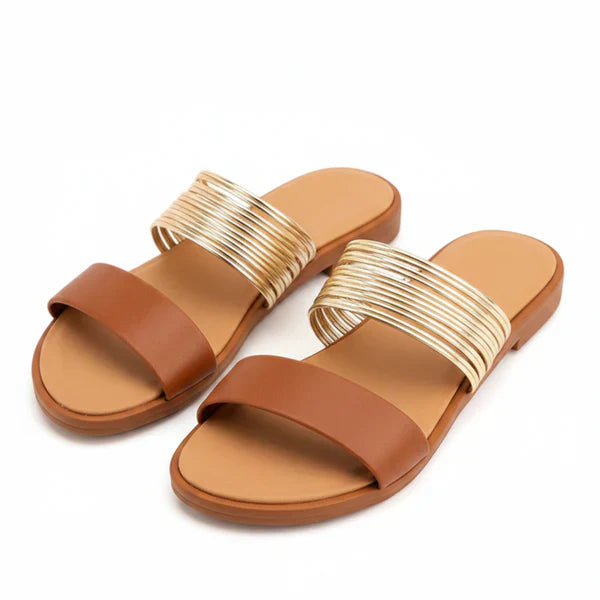 Sandales Plates Multi-Brides Métalliques Femme | Confort Été