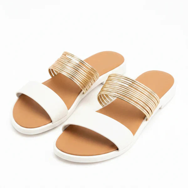 Sandales Plates Multi-Brides Métalliques Femme | Confort Été