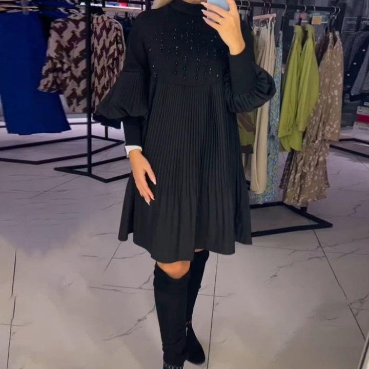 Ashlyann — Robe Midi Elegante Noire Pour Autorite Intemporelle