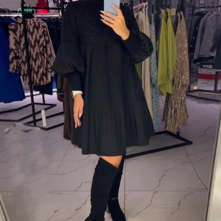 Ashlyann — Robe Midi Elegante Noire Pour Autorite Intemporelle
