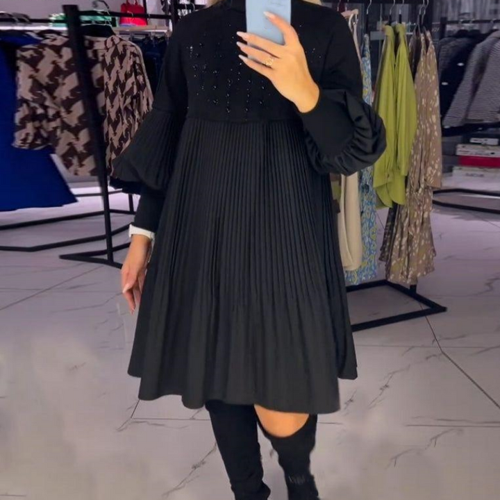 Ashlyann — Robe Midi Elegante Noire Pour Autorite Intemporelle