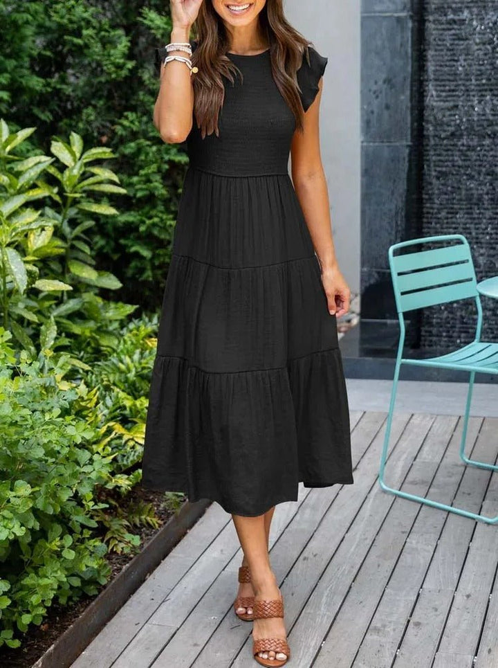 Luna — Robe Femme Elegante Noire, Dark Green, Orange Pour Style Confirme