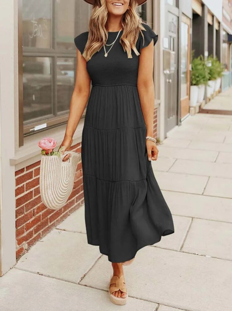 Luna — Robe Femme Elegante Noire, Dark Green, Orange Pour Style Confirme