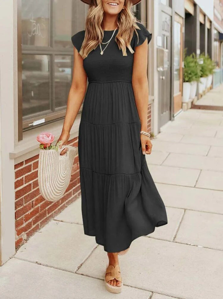 Luna — Robe Femme Elegante Noire, Dark Green, Orange Pour Style Confirme