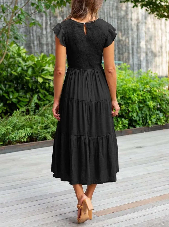Luna — Robe Femme Elegante Noire, Dark Green, Orange Pour Style Confirme