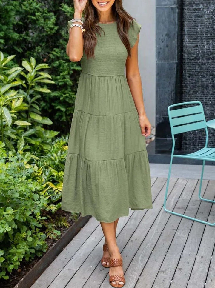 Luna — Robe Femme Elegante Noire, Dark Green, Orange Pour Style Confirme