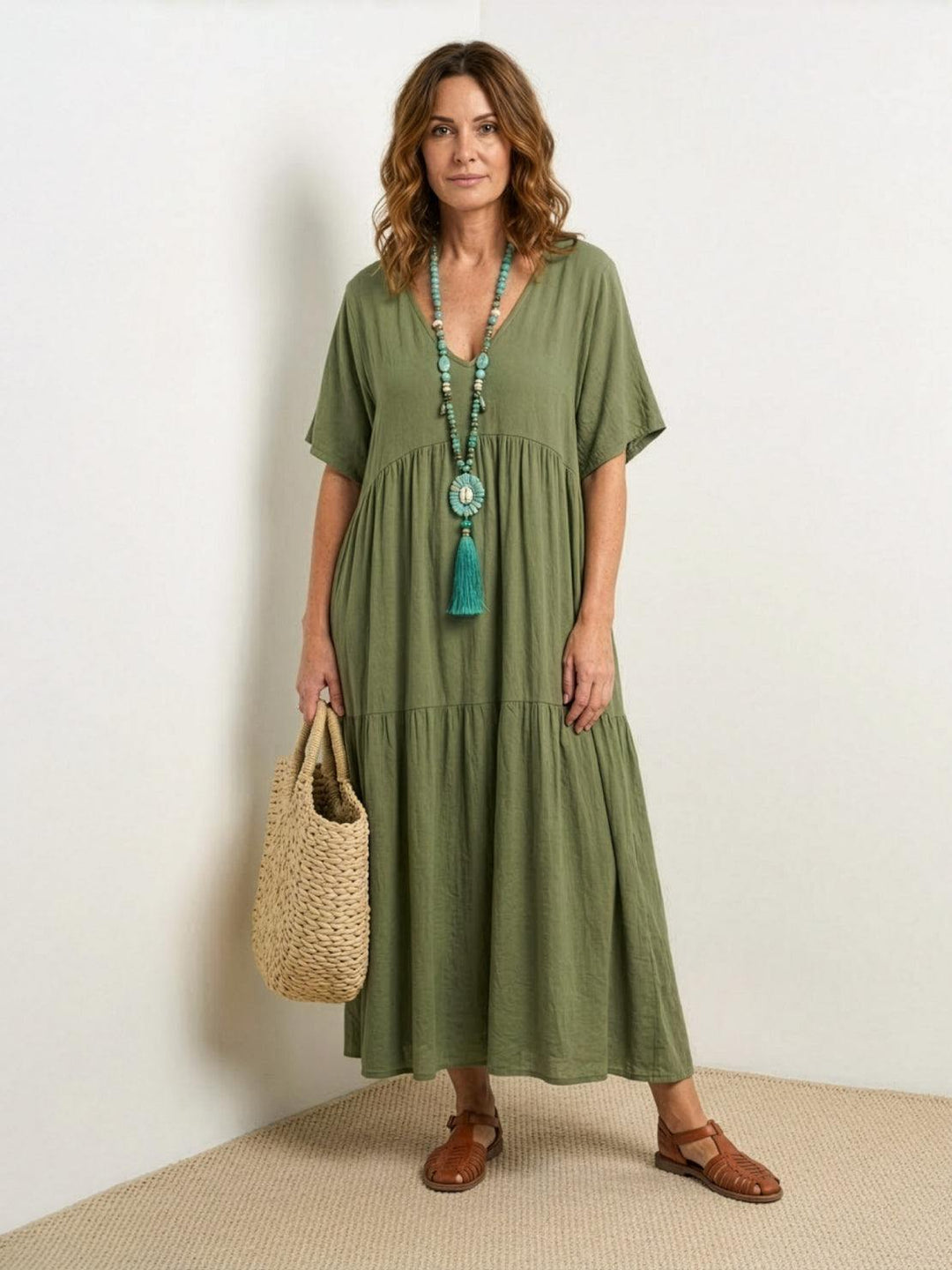 Brooklyn — Robe Femme Boho Noire, Vert Kaki, Peacock Blue Pour Style Confirme