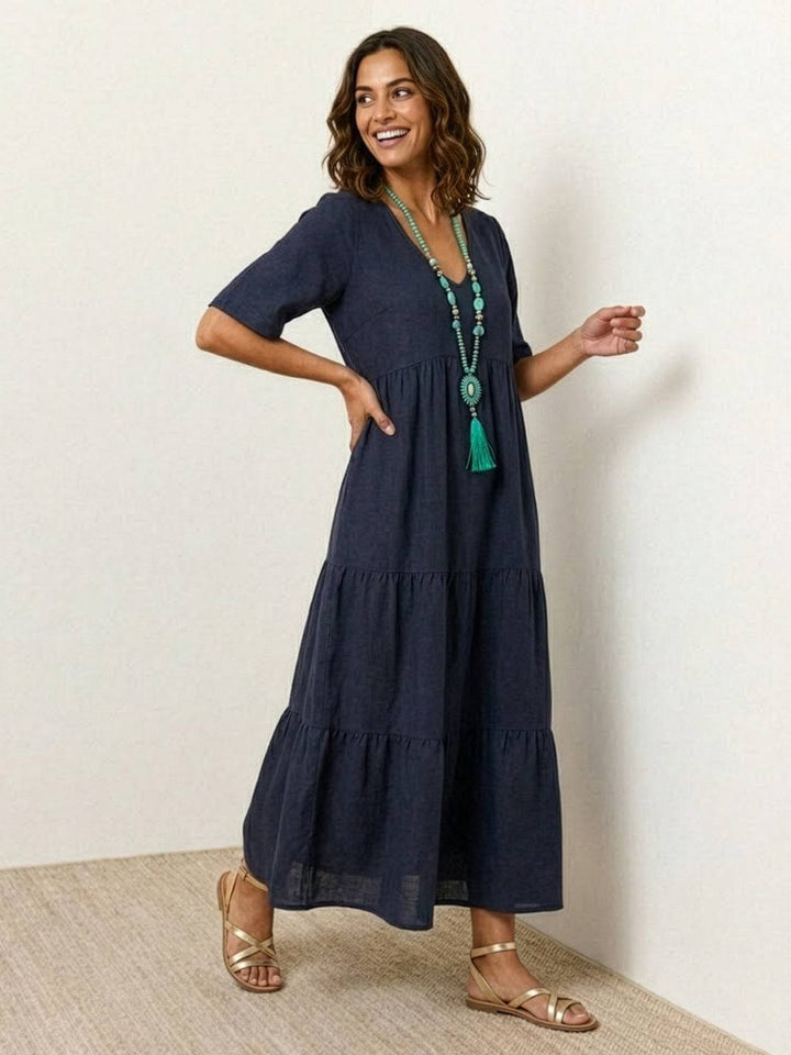 Brooklyn — Robe Femme Boho Noire, Vert Kaki, Peacock Blue Pour Style Confirme