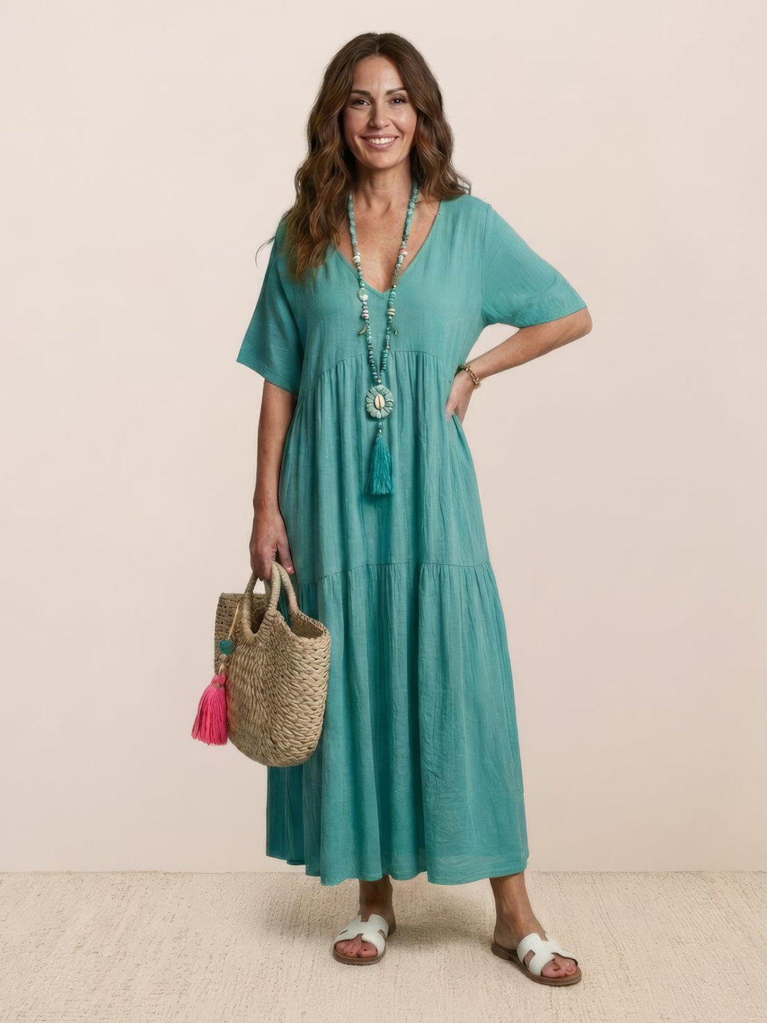 Brooklyn — Robe Femme Boho Noire, Vert Kaki, Peacock Blue Pour Style Confirme