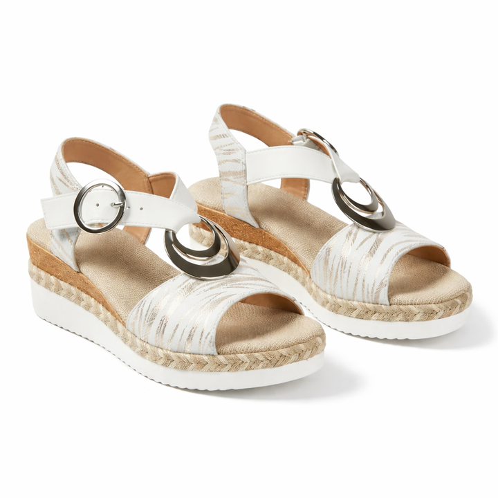 Sandales Compensées Métalliques Femme | Bride Cheville Confort Orthopédique