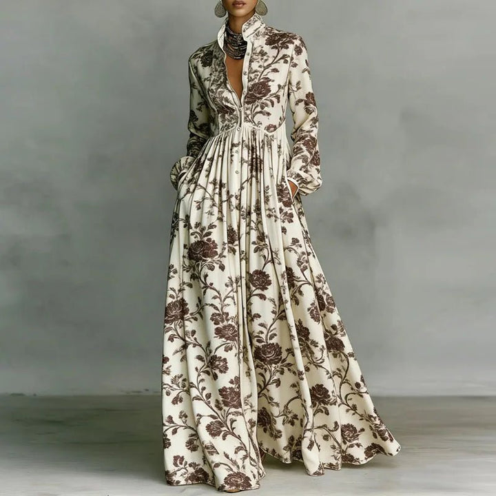 Sophia — Robe Femme Elegante Rouge, Marron, Rose Print Pour Style Confirme