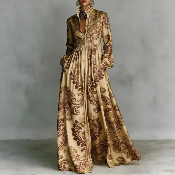 Sophia — Robe Femme Elegante Rouge, Marron, Rose Print Pour Style Confirme