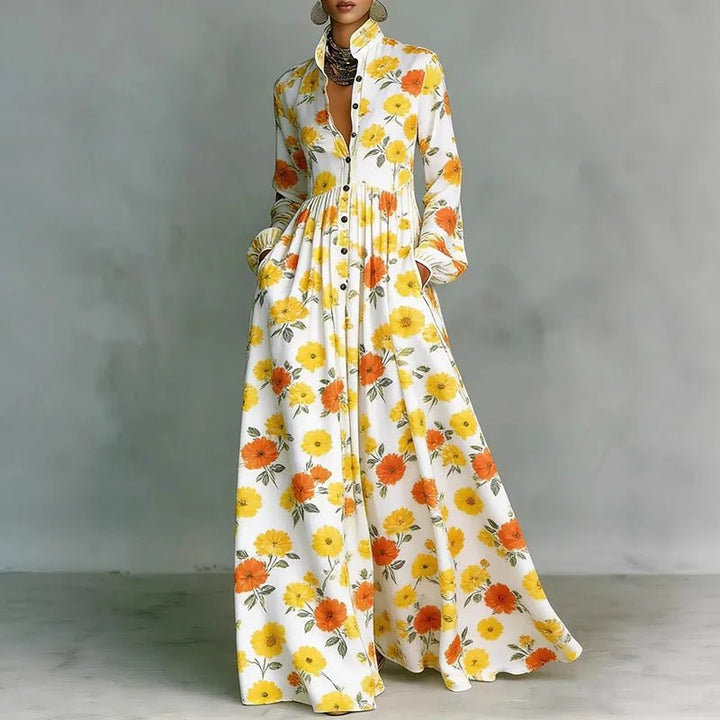 Sophia — Robe Femme Elegante Rouge, Marron, Rose Print Pour Style Confirme
